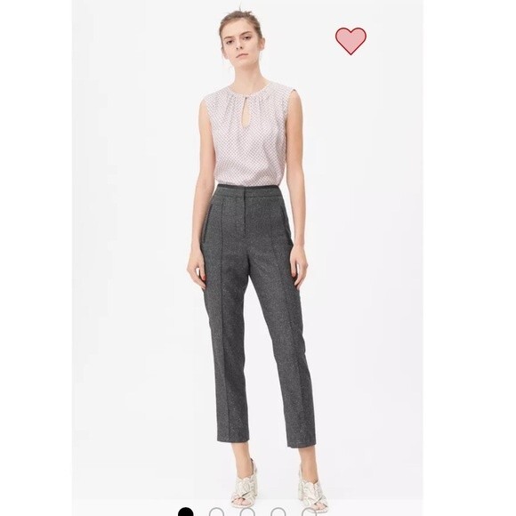 Rebecca Taylor Womens 12 Tailored Trouser Pant Charcoal Gray Herringbone Pleated - Picture 1 of 15